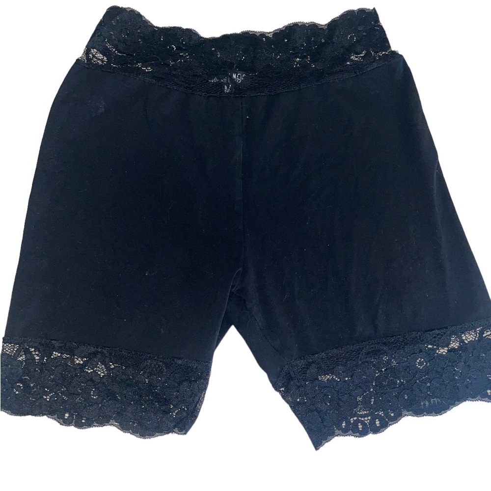 Current Mood Black Biker Shorts w/ Black Lacey Trim - Size Medium